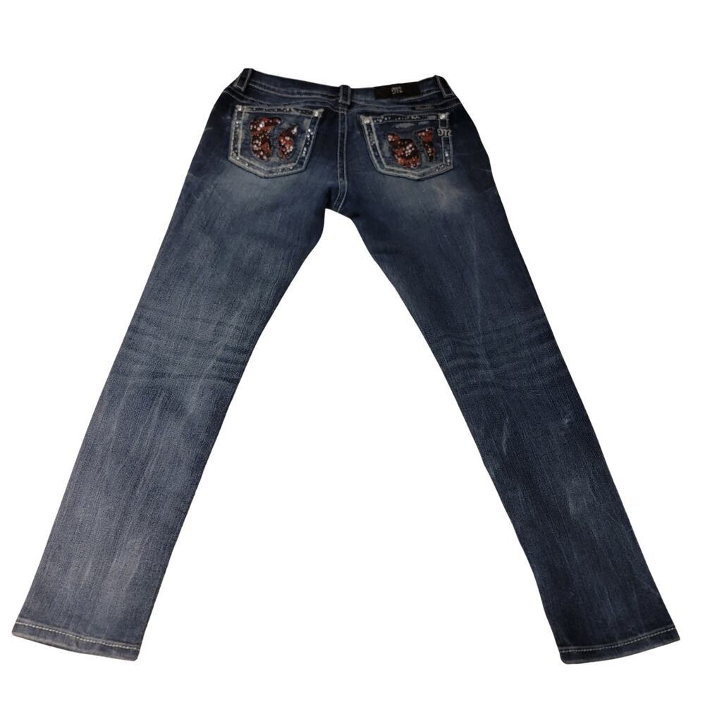 MISS ME Colorful Embellished Skinny Jeans Womens 27 Rhinestone Thick Stitch Y2K - Picture 5 of 15